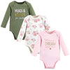 Hudson Baby Unisex Baby Cotton Long-Sleeve Bodysuits, Mom Dad Floral, 9-12 Months