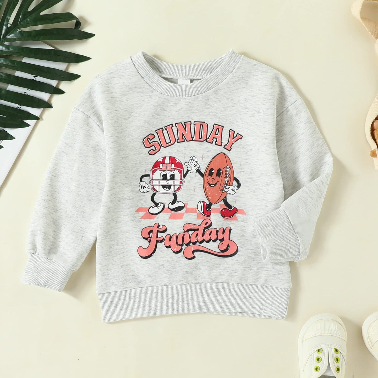 Mozikqin Toddler Baby Boy Girl Football Sweatshirt Long Sleeve Pullover Sweater Tops Thanksgiving Outfit Fall Clothes (Sunday Fu