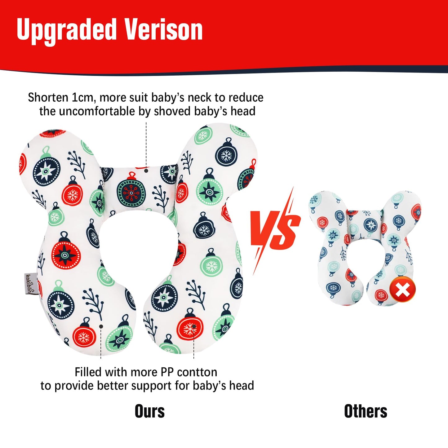 Kakiblin Baby Travel Pillow For Head And Neck, Upgraded Baby Support Pillow, Baby Neck Pillows For Car Seat,Pushchair,Travel,(Cr