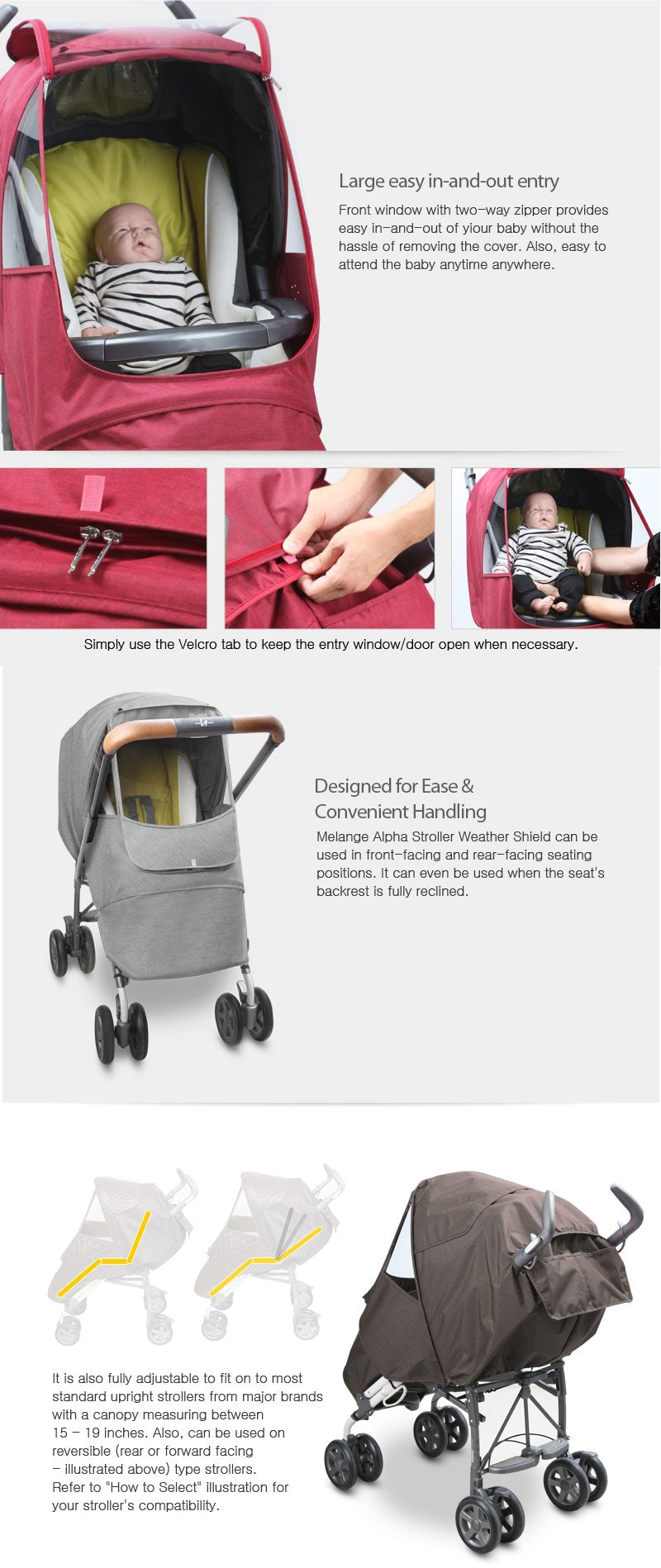 Manito Melange Alpha Stroller Weather Shield (Black Grey)