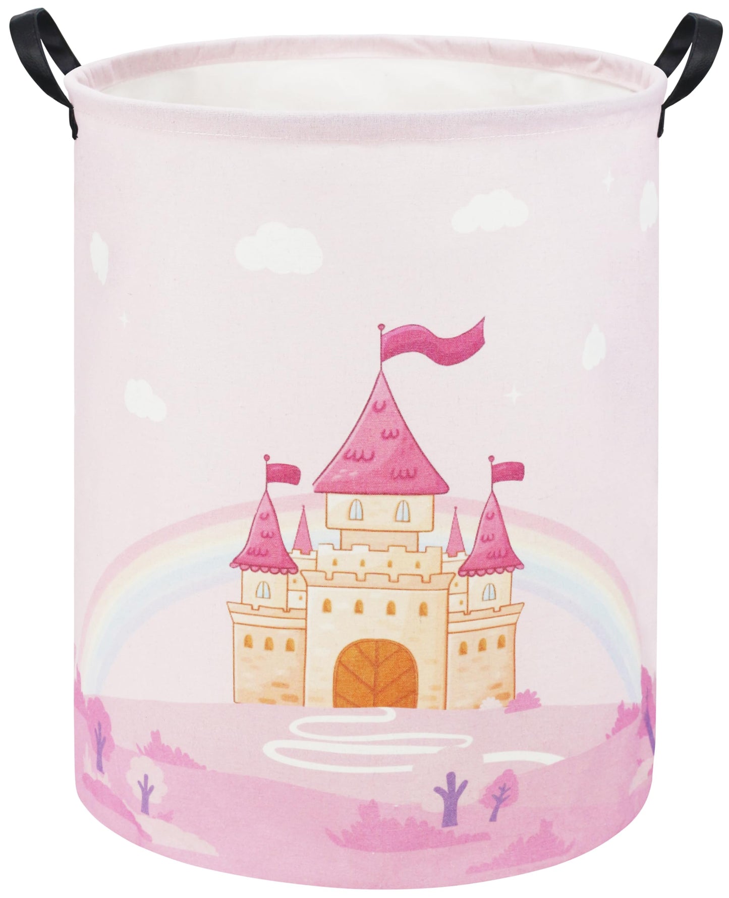 TIBAOLOVER Pink Castle Kids Laundry Basket Baby Hamper Toy Storage Bin for Boys Room Decor Baby Nursery Gift Baskets