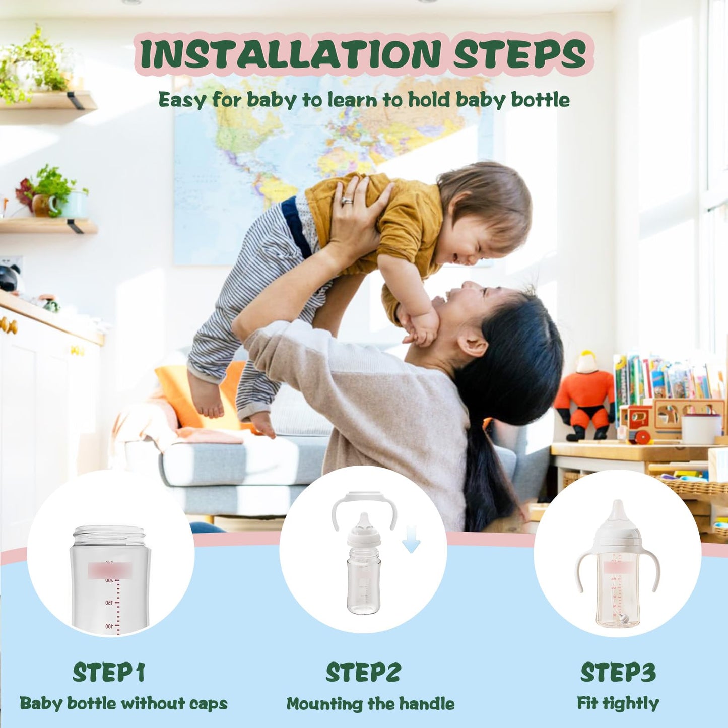 Giftophilia Baby Bottle Handles Compatible For Pigeon Wide Neck Bottles(5.4/8.1Oz), Feeding Bottles Holder Accessories, Pack Of