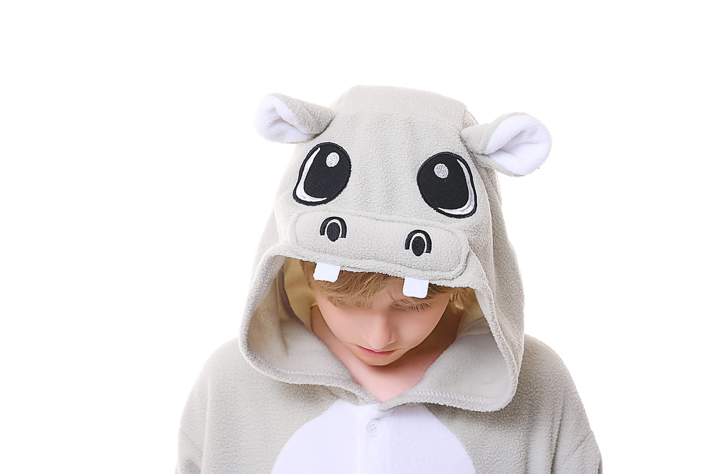 Canasour Hippo Onesie Kids Animal Halloween Cosplay Costume For 4T Girls Unisex Outfuit One Piece Hooded Soft Pajamas Grey Party