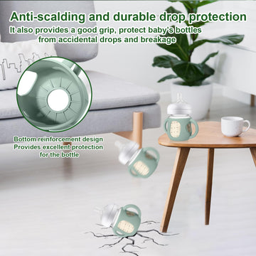 Juome Silicone Sleeves With Handles For Avent Natural Glass Baby Bottle - 3 Pack Anti Breakage Baby Bottles Holder, Compatible W