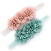 My Lello Baby Flower Headbands Fabric Beaded Trio Stretchy Elastic Pair (Pink Blush/Mineral Ice)