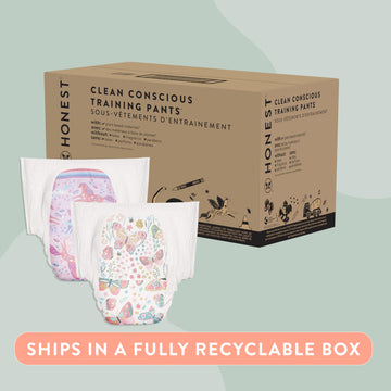 The Honest Company Clean Conscious Training Pants | Plant-Based, Sustainable Diapers | Magical Moments + Butterfly Kisses | Size