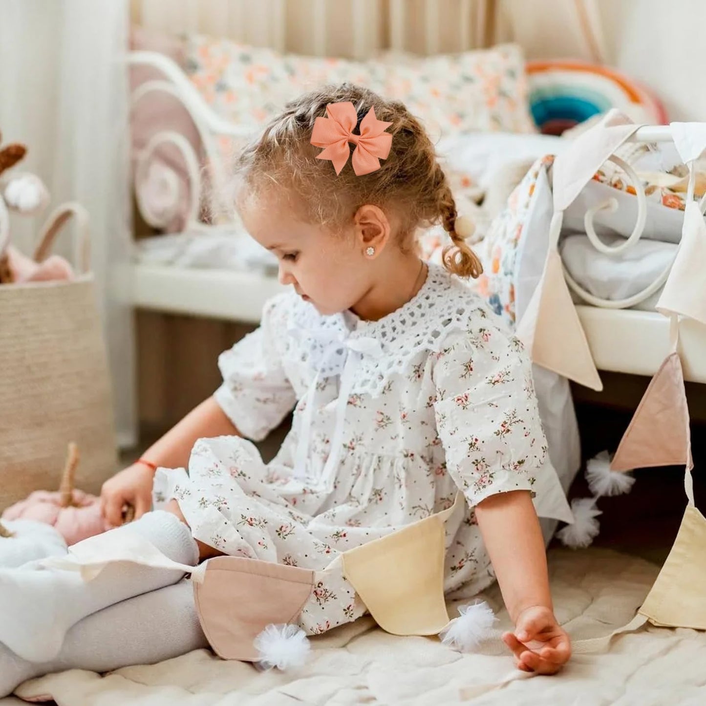 Choicbaby Hair Bows For Girls, 40Pcs 3' Grosgrain Ribbon Pinwheel Hair Bows For Toddler Baby Girls Hair Accessories