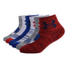 Under Armour Baby Boys Multi Pack Baseball Essential Quarter Sock, Red, 2T-4T