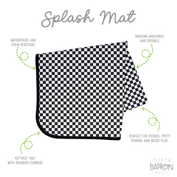 Bapronbaby Black Checkerboard Splash Mat - Waterproof Catch-All For Under High Chairs, Floors, Tables, Playtime Or Arts & Crafts