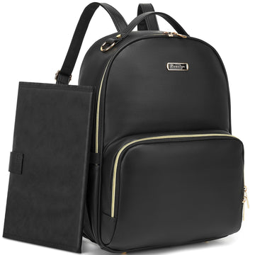 Leather Diaper Bag Backpack - Large Capacity Baby Essentials Travel Baby Bag With Changing Pad, Multi Function Waterproof Baby B