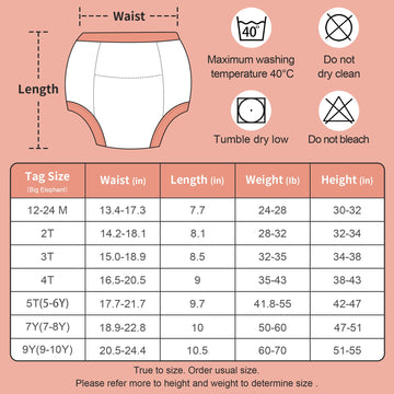 Big Elephant Potty Training Underwear, 100% Cotton Absorbent Unisex Toddler Pee Pants For Boys & Girls, 12-24 Months