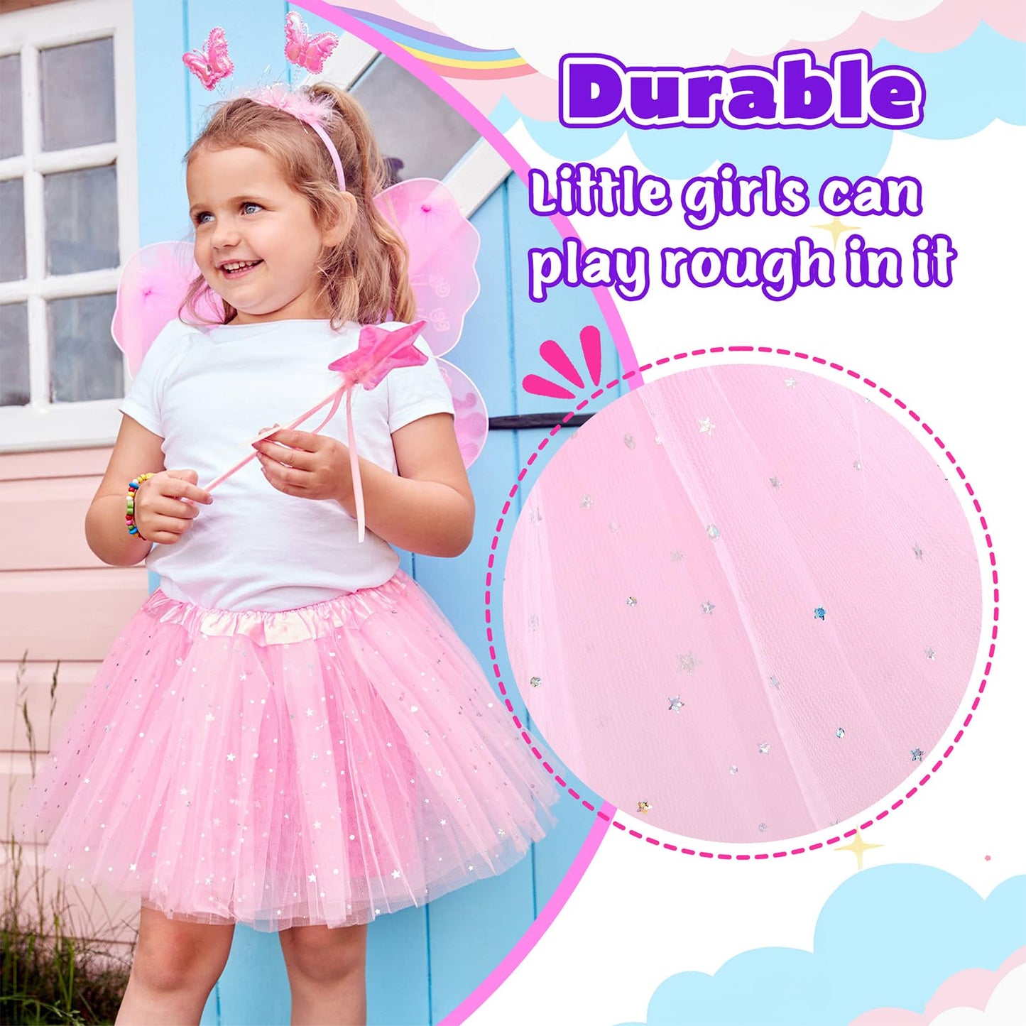Kilofly 6Pc Girls Ballet Tutu Kids Birthday Princess Party Favor Dress Skirt Set Multicolored