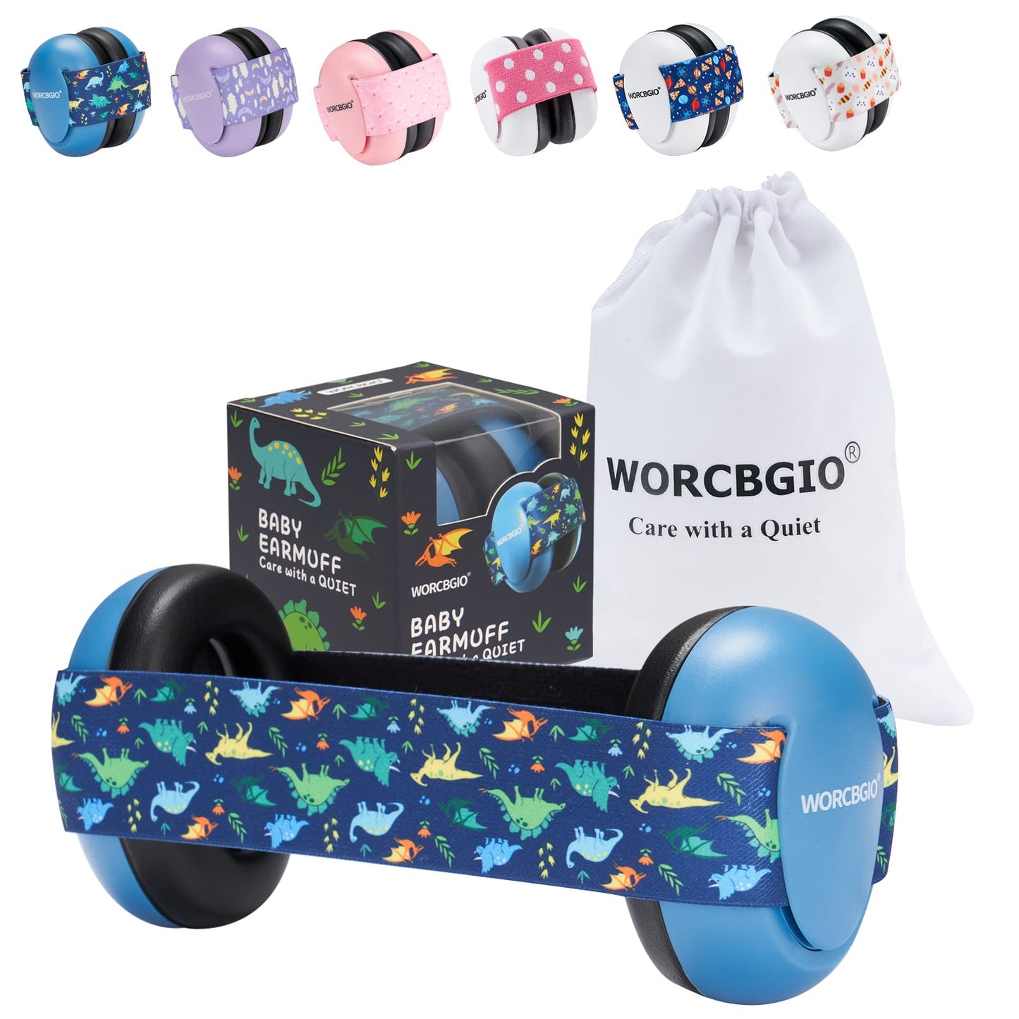 Worcbgio Infant Ear Protection Noise Cancelling Baby Ear Muffs, Toddler Hearing Protection With Adjustable Elastic Headband (Din