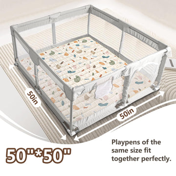 Beavtaens Baby Play Mat, 50X50 Playpen Mat With Super Soft Touch, Activity Mat With Upgraded Anti-Slip Bottom, Machine Washable