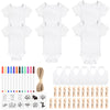 Bouboni 110 Pcs Diy Baby Bibs Bodysuit Set Baby Shower Game 12 White Baby Bibs 12 White Newborn Bodysuit 12 Fabric Markers 24 St