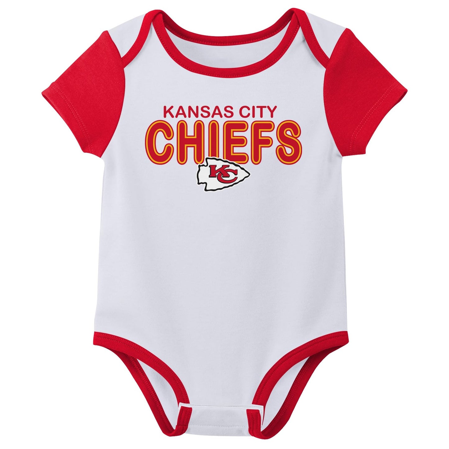 Outerstuff Nfl Newborn Baby And Infant Short Sleeve Bodysuit Variety 3-Pack - Kansas City Chiefs, 3-6M