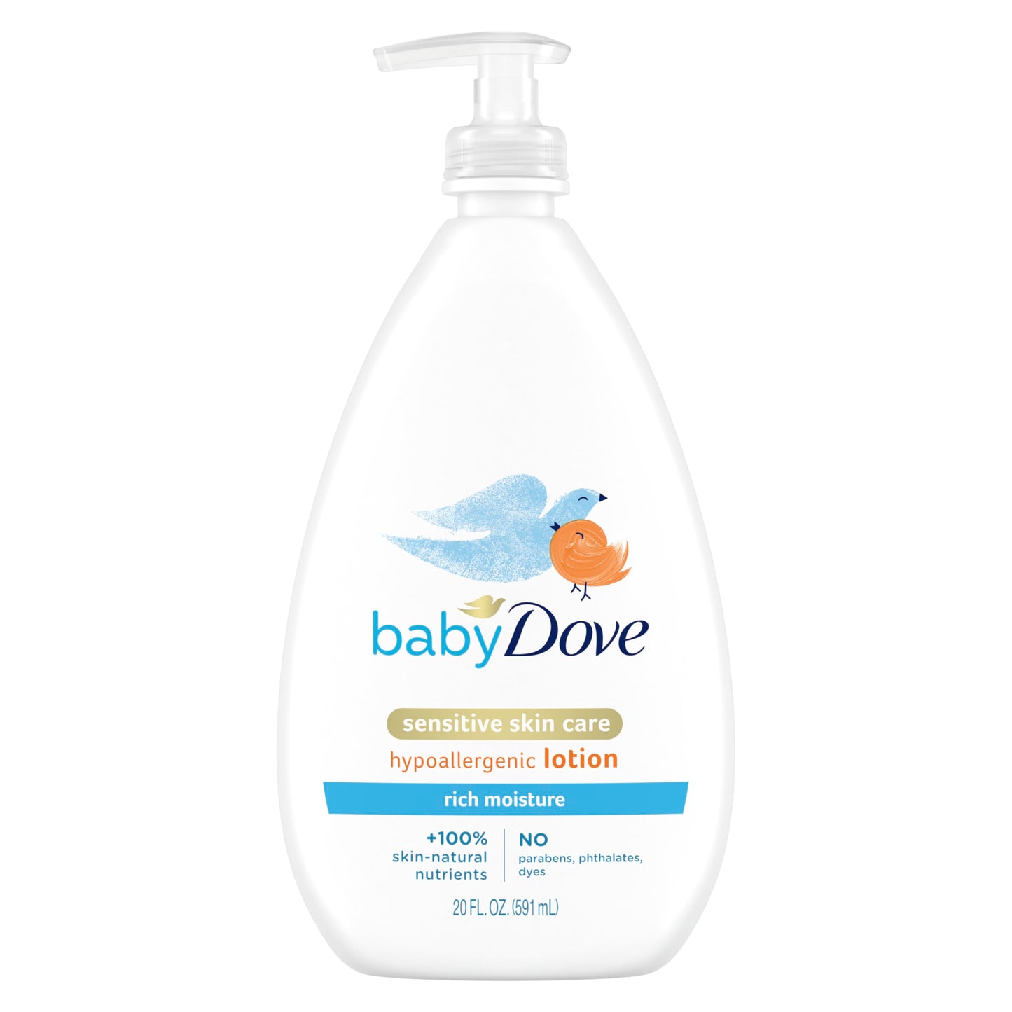 Baby Dove Sensitive Skin Care Body Lotion For Delicate Baby Skin Rich Moisture With 24Hour Moisturizer, 20 fl oz (Package May V