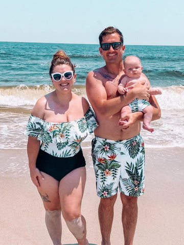 Iffei Mommy And Me Swimsuits One Piece Monokini Bathing Suits Floral Printed Family Matching Swimwear Girls: 8-9 Years