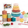 ROHSCE Montessori Toys for Babies, 3 in 1 Baby Toys 6 to 12 Months - Stacking Blocks & Sensory Balls & Soft Teething Rings, Newb