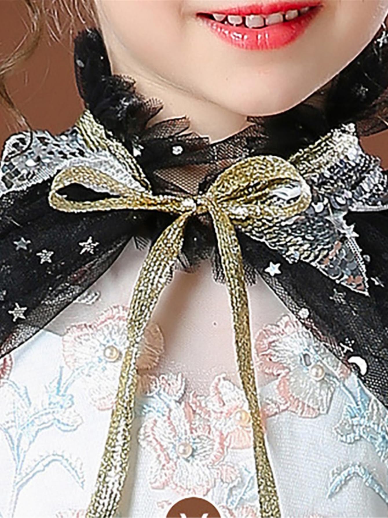 Fkkfyy Big Girl Cape Cloak Dresses Coat Matching Princess Wedding Birthday Party Halloween Star Sequins Cape Summer Cloaks Costu