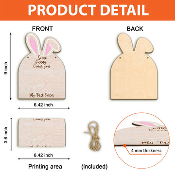 Baby'S First Easter Bunny Footprint Diy Wooden Hanging Sign, Baby'S 1St Easter Art Craft Gifts, My First Holiday Milestone Sign,