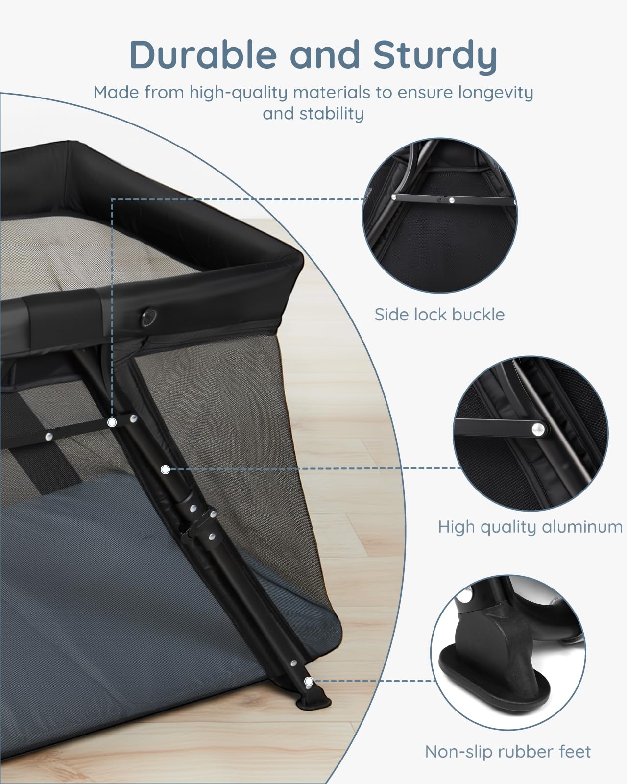 Lilian&Gema 2-In-1 Travel Crib, Portable Crib With Backpack, Lightweight Baby Travel Playpen, Foldable Play Yard With Thick Matt