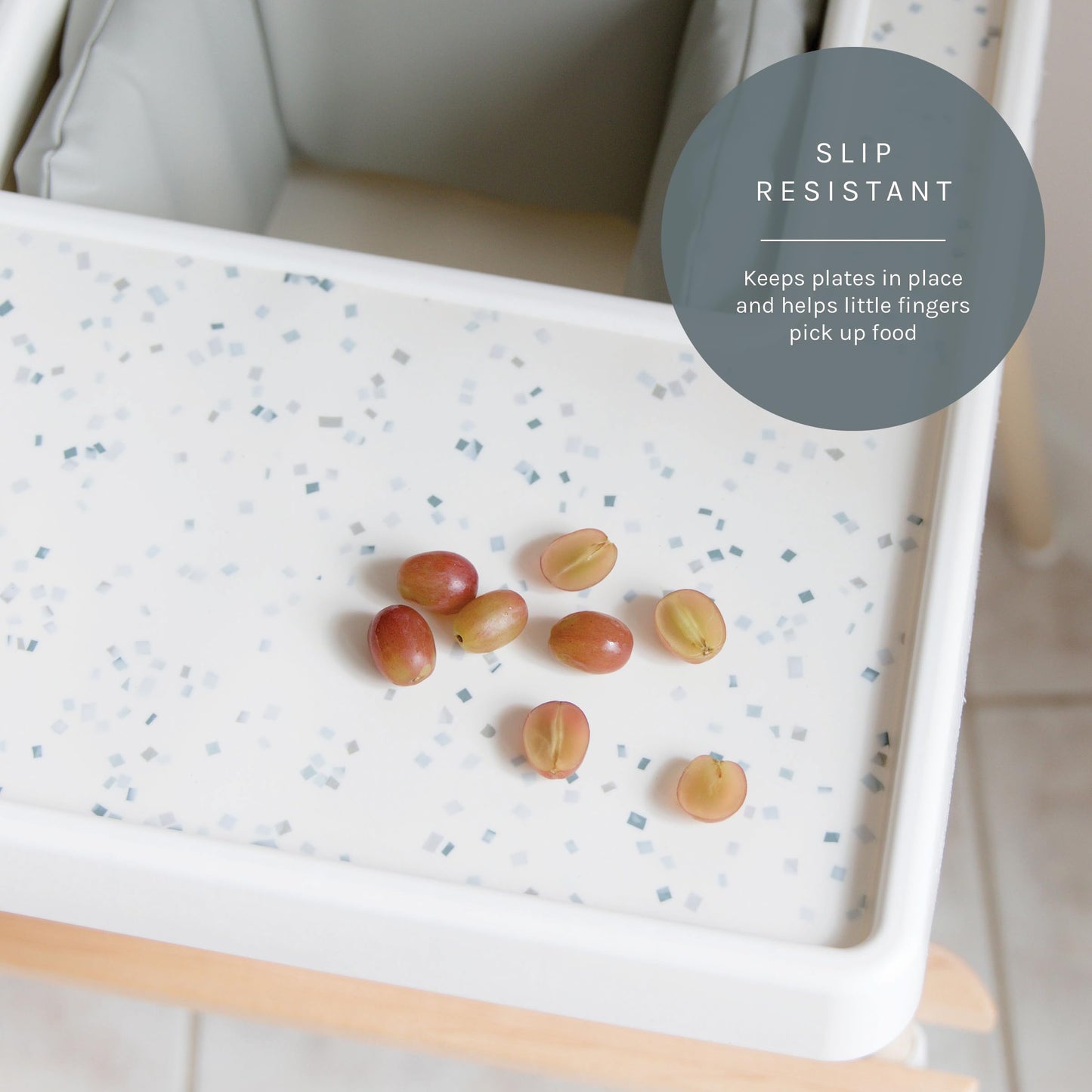 Yeah Baby Goods Placemats Compatible With Ikea Antilop High Chair (Beach Glass Terrazzo) - Slip-Resistant & Food-Grade Silicone