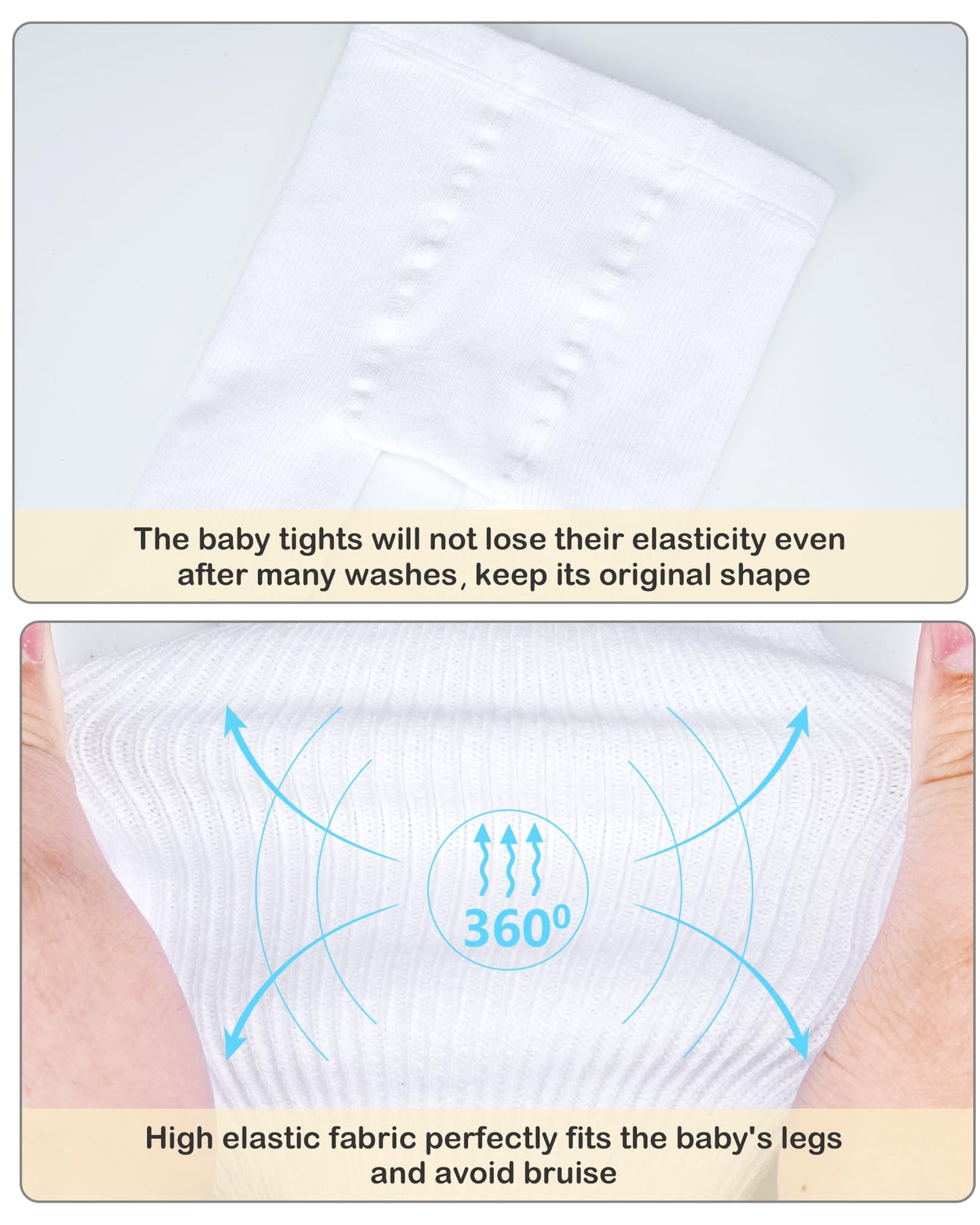 Stelle Toddler Girls Tights Baby Seamless Knit Thick Cotton Leggings Pantyhose(Infants/Kids/Childern)(2 White+1 Black,S)