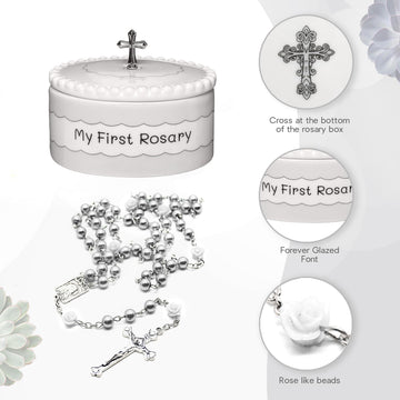 White My First Rosary And Keepsake Box, Blessed Baptism Gifts For Girl Or Boys, Stunning First Communion Gifts For Girls Or Bles