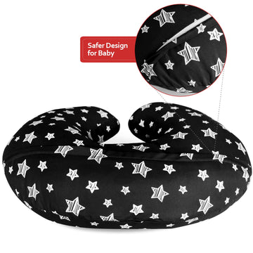 Nursing Pillow Cover Black With Star Print For Baby Boys, Snug Fits Boppy Nursing Pillows, Soft Breastfeeding Nursing Pillow Sli
