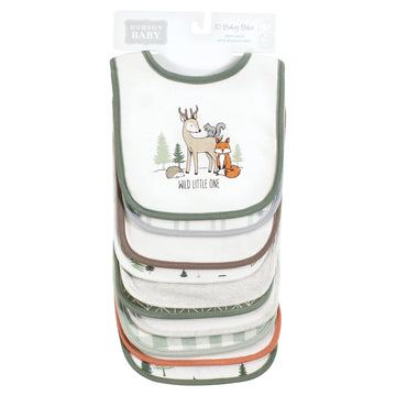 Hudson Baby Unisex Baby Cotton Bibs, Forest Animals, One Size