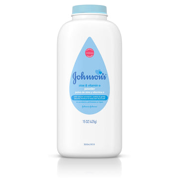 Johnson'S Baby Powder With Naturally Derived Cornstarch Aloe & Vitamin E, Hypoallergenic, 15 Oz