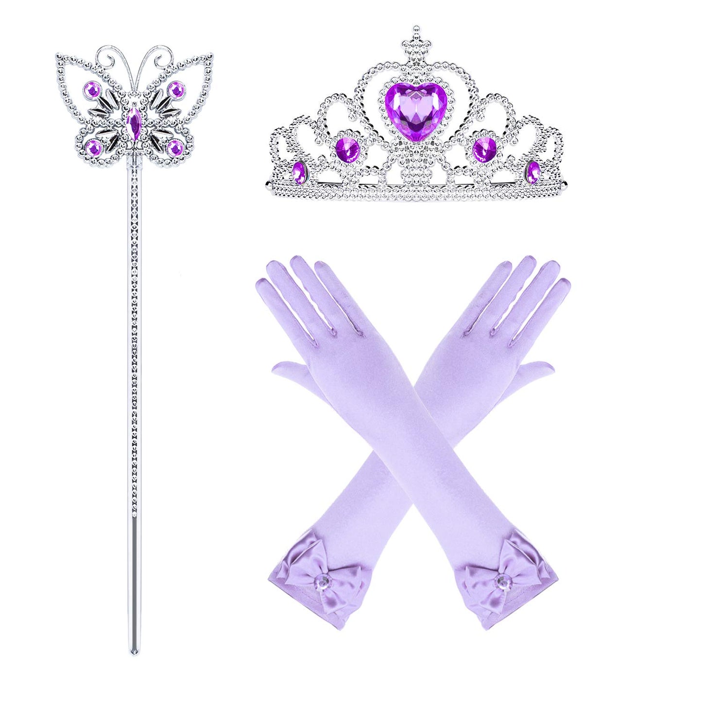 Cmiko Princess Ariel Costume Little Girls Mermaid Dress Up Clothes Purple Fancy Outfit With Tiara Wand Mace Gloves Accessories S