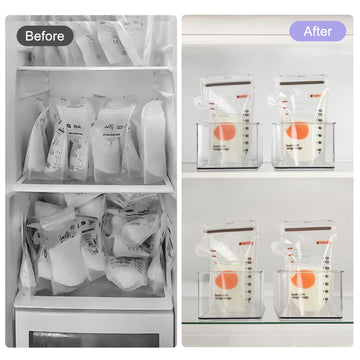 Hudgan 4 Pcs Breastmilk Storage Container Set, Space-Efficient For Breast Milk Storage In Fridge Freezer, Fits The Lansinoh And