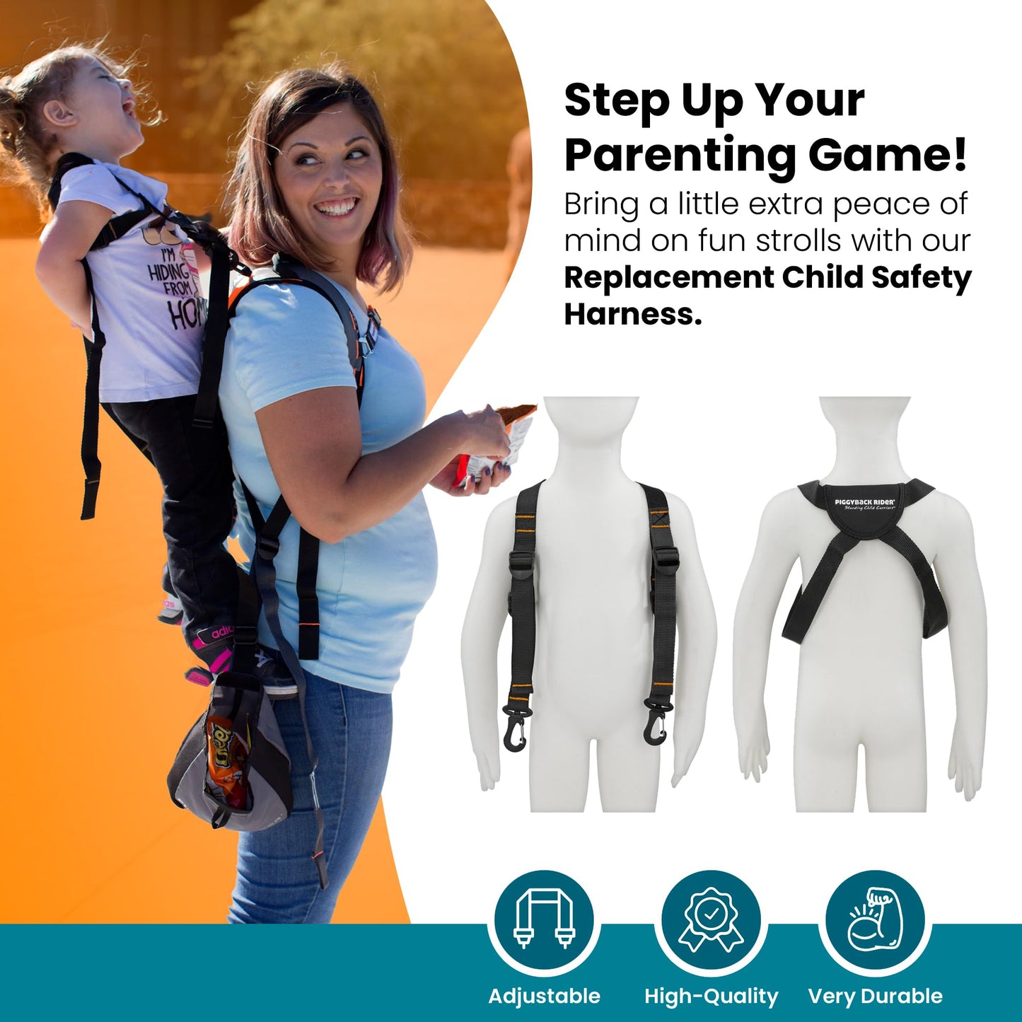 Piggyback Rider Child Safety Harness - Spare Or Replacement For Standing Child Carrier Kids Safety Harness - Unisex Safety Harne