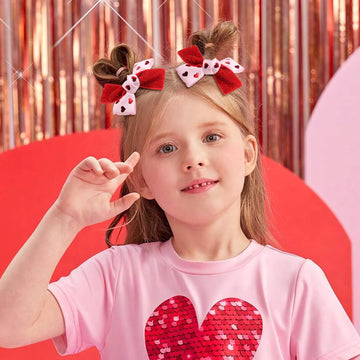 Yanjie Valentines Heart Hair Clips Red Pink Bowknot Hair Barrettes Heart Lip Print Boutique Alligator Clips Sweet Hair Accessori