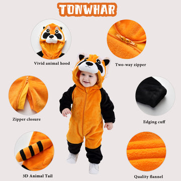 Tonwhar Infant And Toddler Halloween Cosplay Costume Kids' Animal Outfit Snowsuit(4-5T,Raccoon)