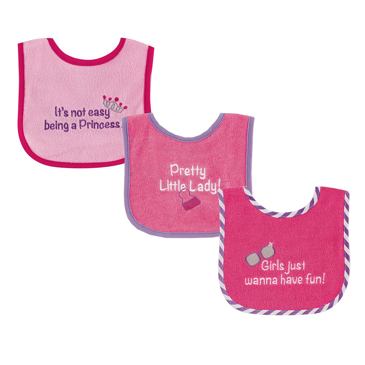 Luvable Friends Unisex Baby Cotton Terry Drooler Bibs With Peva Back, Pretty, One Size