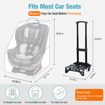 Tonyeee Upgraded Car Seat Travel Bag With Wheels, Car Seat Bags For Air Travel, Car Seat Storage Bag With Foldable Trolley, Padd