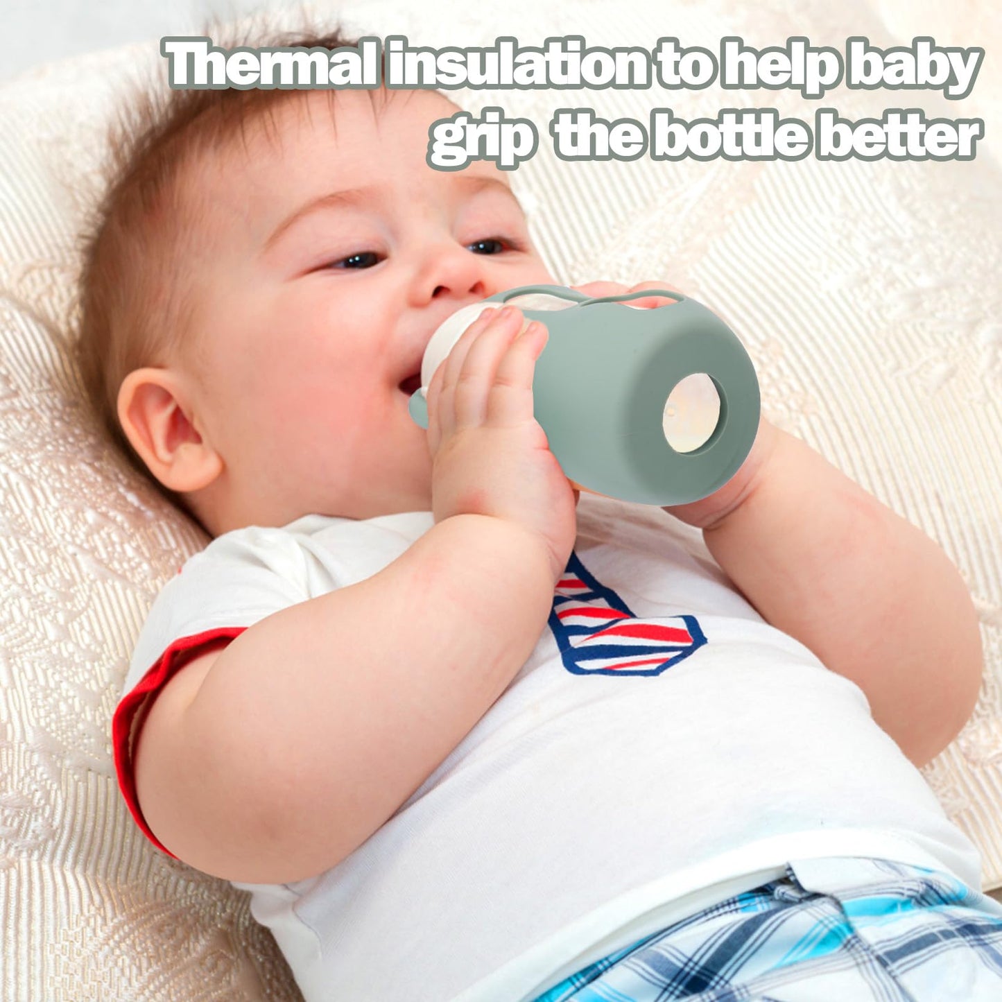 Busoha 3 Pack Silicone Sleeves For Avent Baby Bottles - Anti Breakage Baby Bottle Holder With Handle For Avent Natural Glass Bab