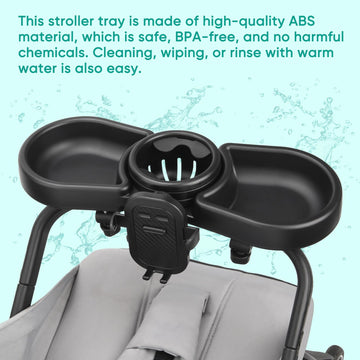 Universal Stroller Snack Tray, 4 In 1 Stroller Tray Attachment With Cups Phone Holder For Baby Toddler Stroller, 360 Rotation Un