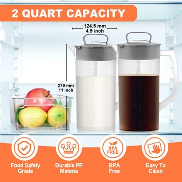 Breast Milk Pitcher, 64Oz/ 2000Ml Mixing Pitcher With Lid, Mixing Baby Formula,Coffee, Milk And Juice With Angled Plastic Blades