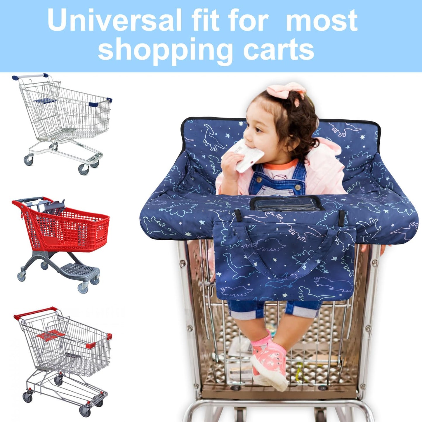 Polovillae Pink Shopping Cart Cover For Baby 2-In-1 High Chair Cover With Safety Harness Multifunctional Sunflower Pattern Cart