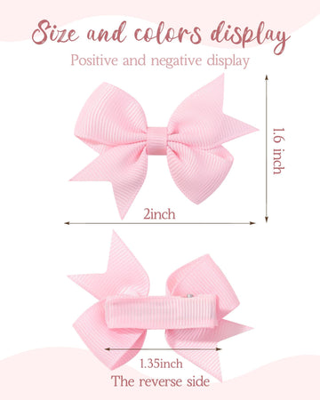 Doboi 40Pcs 2'' Baby Hair Bows Clips Fully Lined Grosgrain Boutique Solid Ribbon Mini Bows For Girls Teens Infants Kids Toddlers