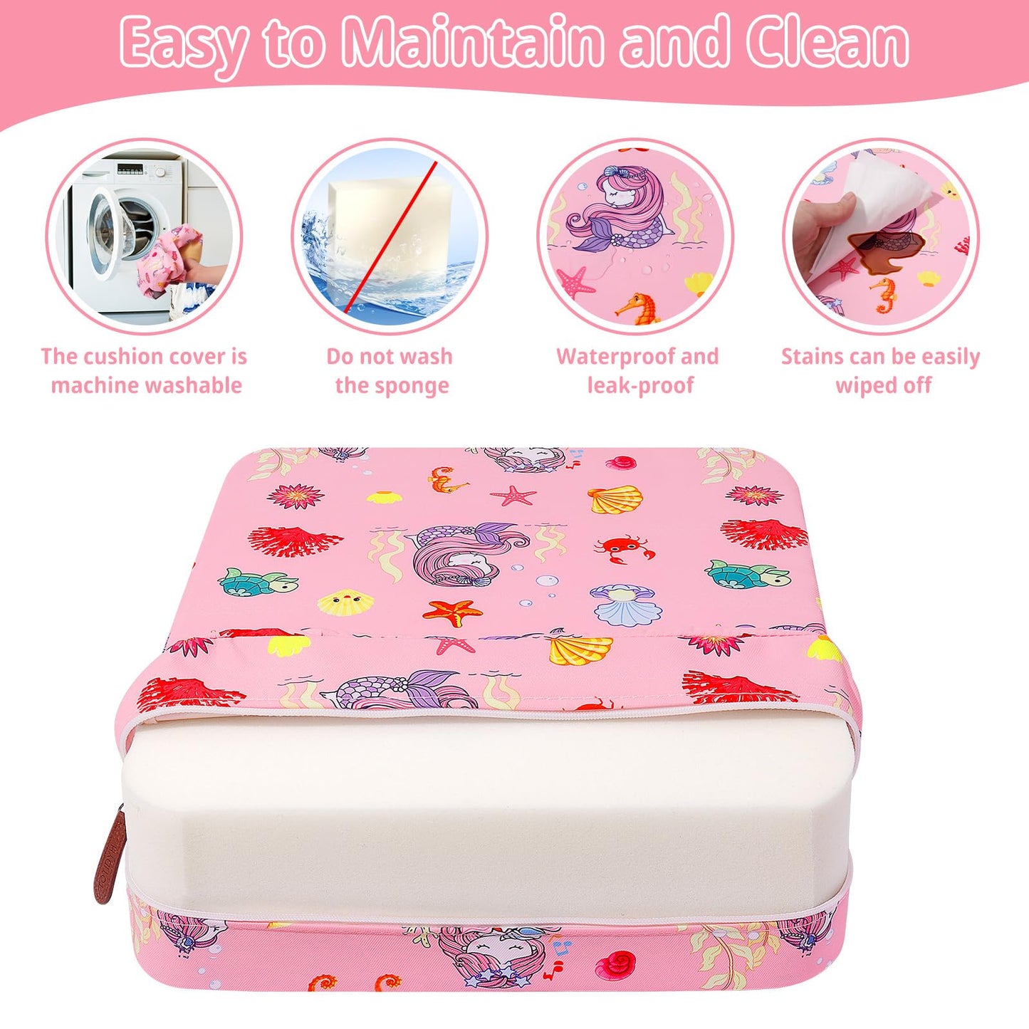 Totidyh Toddler Booster Seat For Kitchen Chair, Non-Slip Kids Dining Table Booster Seat With Adjustable Safer Straps, Portable B