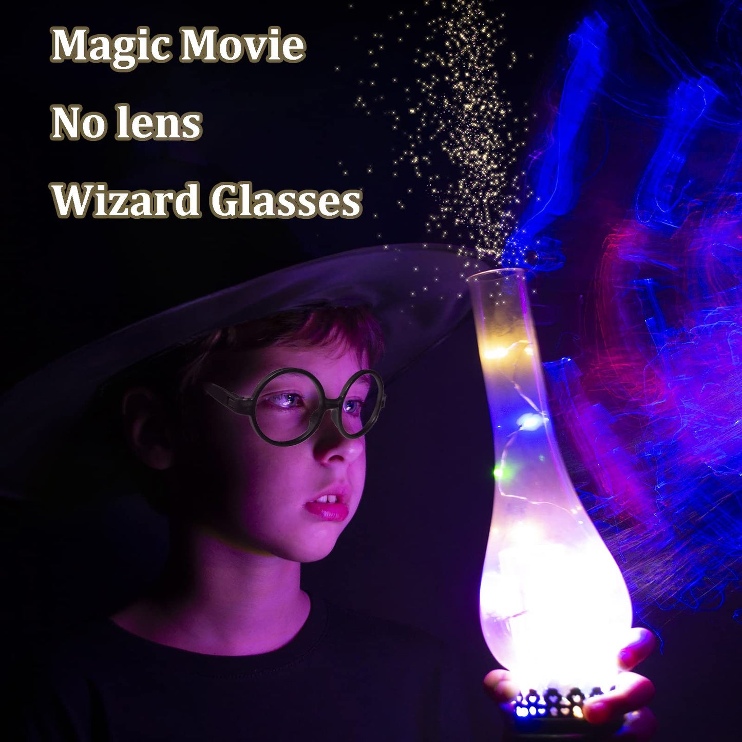 24 Pairs Black Wizard Glasses Plastic Halloween Costume Glasses Round Frame No Lens For St Patrick'S Day Wizard Party Favors