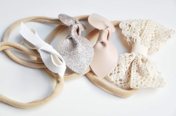 California Tot Super Soft & Stretchy Nylon Headband Set For Girls (Golden Neutral Set Of 4)