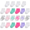 Fruit Of The Loom Baby 22-Pack Grow & Fit Flex Zones Low Cut Stretch Socks - Unisex, Girls, Boys (6-12 Months, Pink)