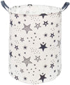 Kunro Large Sized Round Storage Basket Waterproof Coating Organizer Bin Laundry Hamper For Nursery Clothes Toys (Black Star)