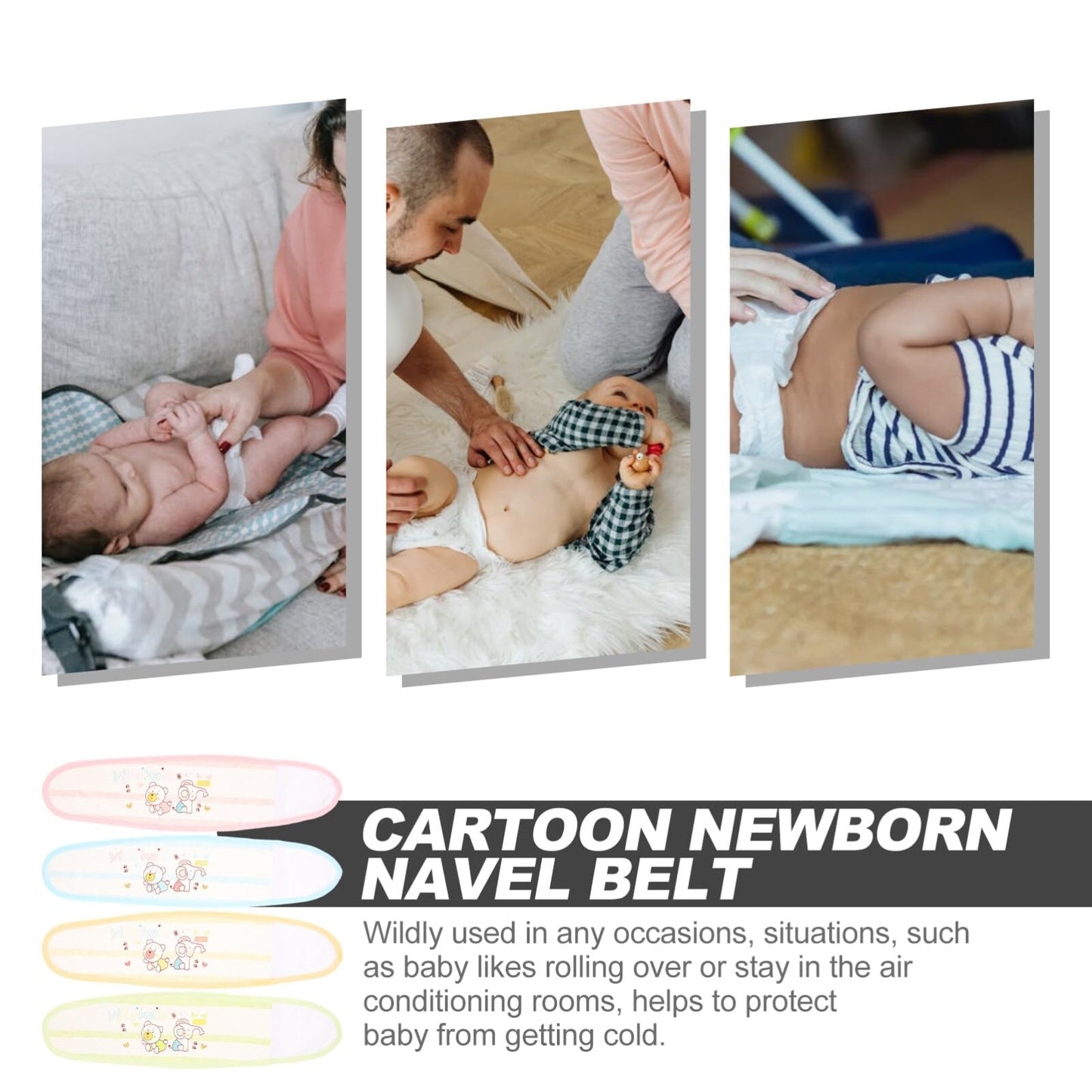 Healifty Baby Belly Button Band Baby Belly Bands Adjustable Cotton Infant Umbilical Cord For 0-12 Months 4Pcs